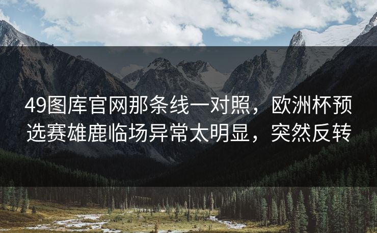 49图库官网那条线一对照，欧洲杯预选赛雄鹿临场异常太明显，突然反转